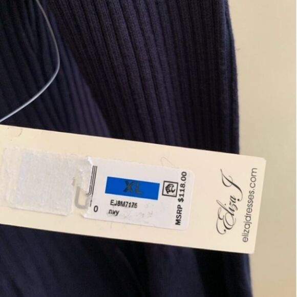 Eliza J Ribbed Knit Dress Turtleneck Navy - Picture 8 of 9